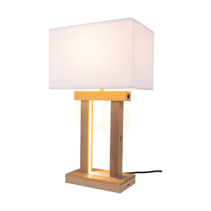 Stolná lampa Hakon, olejovaný dub/matný nikl, biele tienidlo, 1xE27 + 2xLED 40 W, 35 cm small 1