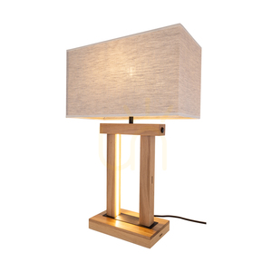 Stolná lampa Hakon, olejovaný dub/čierna, béžové tienidlo, 1xE27 + 2xLED 40 W, 35 cm small 1