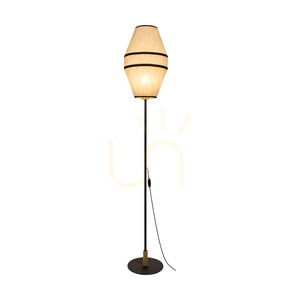 Stojaca lampa Amigo, čierna/olejovaný dub, béžové tienidlo, 1xE27, Ø30 cm small 1