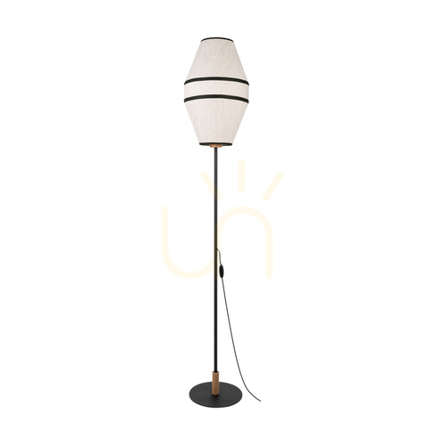 Skontrolujte Stojaca lampa Amigo, čierna/olejovaný dub, béžové tienidlo, 1xE27, Ø30 cm