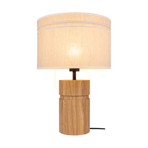 Stolná lampa Palo, olejovaný dub/čierna, béžové tienidlo, 1xE27, Ø35 cm small 1