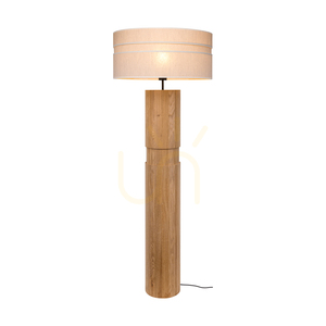Stojaca lampa Palo, olejovaný dub/čierna, béžové tienidlo, 1xE27, Ø58 cm small 1