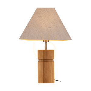 Stolná lampa Forte, olejovaný dub/matný nikl, béžové tienidlo, 1xE27, 35 cm small 1