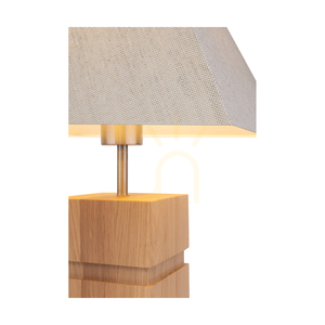 Stolná lampa Forte, olejovaný dub/matný nikl, béžové tienidlo, 1xE27, 35 cm small 2