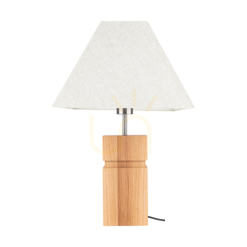 Skontrolujte Stolná lampa Forte, olejovaný dub/matný nikl, béžové tienidlo, 1xE27, 35 cm