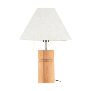 Stolná lampa Forte, olejovaný dub/matný nikl, béžové tienidlo, 1xE27, 35 cm small 0