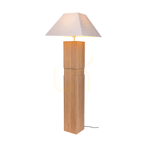 Stojaca lampa Forte, olejovaný dub/matný nikl, béžové tienidlo, 1xE27, 58 cm small 1
