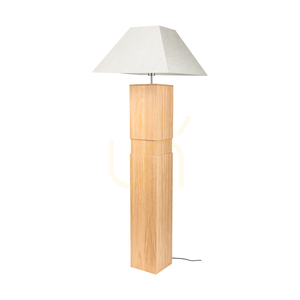 Stojaca lampa Forte, olejovaný dub/matný nikl, béžové tienidlo, 1xE27, 58 cm small 0
