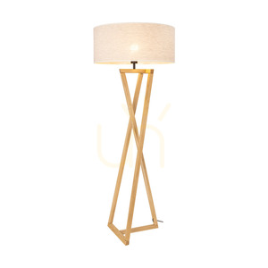 Stojaca lampa Clessidra, olejovaný dub/matný nikl, béžové tienidlo, 1xE27, Ø58 cm small 1