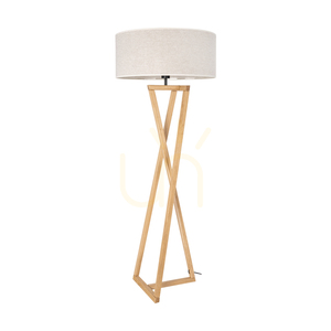 Stojaca lampa Clessidra, olejovaný dub/matný nikl, béžové tienidlo, 1xE27, Ø58 cm small 0