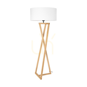 Stojaca lampa Clessidra, olejovaný dub/matný nikl, biele tienidlo, 1xE27, Ø58 cm small 0