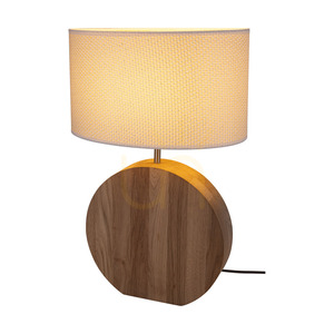 Stolná lampa Logan, olejovaný dub/matný nikl, krémovo-strieborné tienidlo, 1xE27, 36 cm small 1