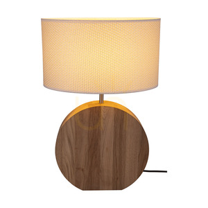 Stolná lampa Logan, olejovaný dub/matný nikl, krémovo-strieborné tienidlo, 1xE27, 36 cm small 2