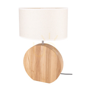 Stolná lampa Logan, olejovaný dub/matný nikl, krémovo-strieborné tienidlo, 1xE27, 36 cm small 0