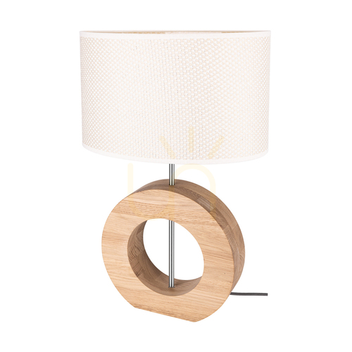 Skontrolujte Stolná lampa Logan, olejovaný dub/matný nikl, krémovo-strieborné tienidlo, 1xE27, 36 cm