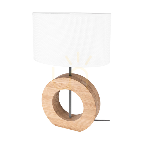 Skontrolujte Stolná lampa Logan, olejovaný dub/matný nikl, biele tienidlo, 1xE27, 36 cm