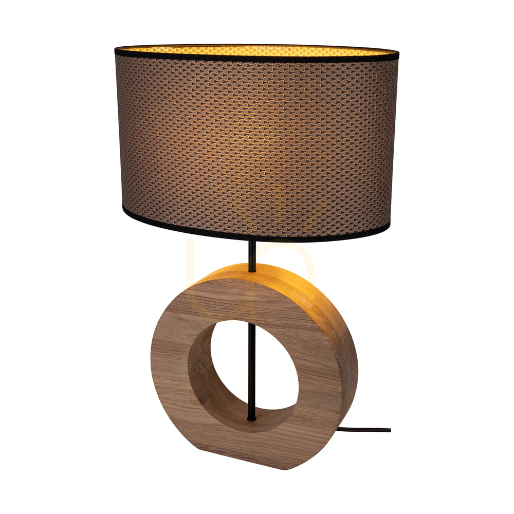 vyhliadka Stolná lampa Logan, olejovaný dub/čierna, hnedo-čierno-zlatý tienidlo, 1xE27, 36 cm Stolná lampa Logan, olejovaný dub/čierna, hnedo-čierno-zlatý tienidlo, 1xE27, 36 cm