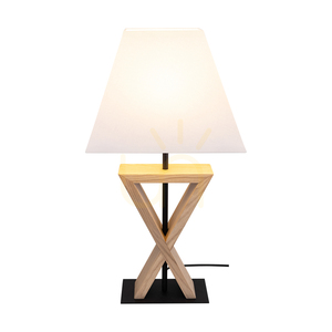 Stolná lampa Brinova LOGAN, olejovaný dub a čierna, biele tienidlo, 1×E27, výška 58,5 cm small 2