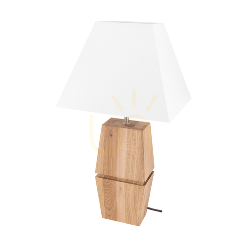 Skontrolujte Stolná lampa Logan, olejovaný dub/matný nikl, biele tienidlo, 1xE27, 30 cm