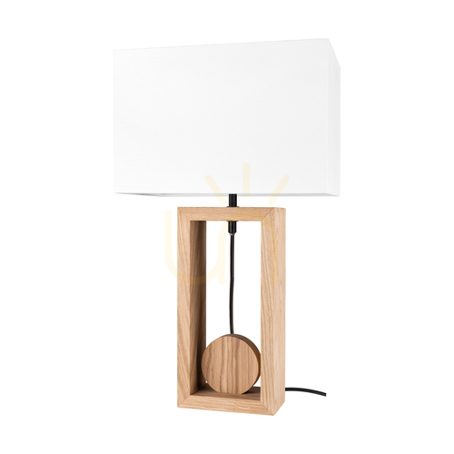 Skontrolujte Stolná lampa Logan, olejovaný dub/čierna, biele tienidlo, 1xE27, 30 cm