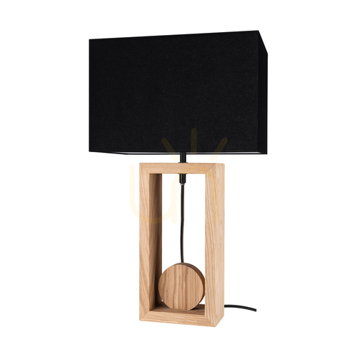 Skontrolujte Stolná lampa Logan, olejovaný dub/čierna, čierne tienidlo, 1xE27, 30 cm