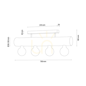 Stropné svietidlo Core, orech/čierna, 4xE27, 70 cm small 1