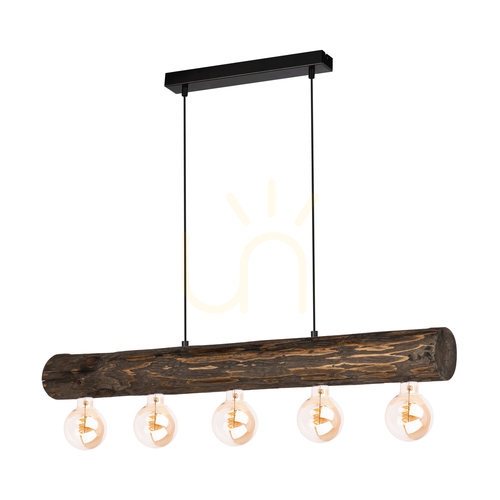Skontrolujte Závesné svietidlo Core, orech/čierna, 5xE27, 90 cm