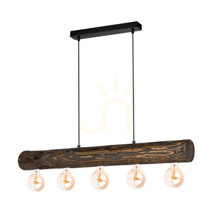 Závesné svietidlo Core, orech/čierna, 5xE27, 90 cm small 0