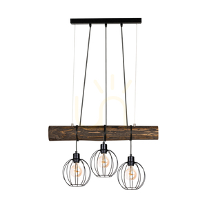 Závesné svietidlo Lumo, orech/čierna, 3xE27, 70 cm small 0