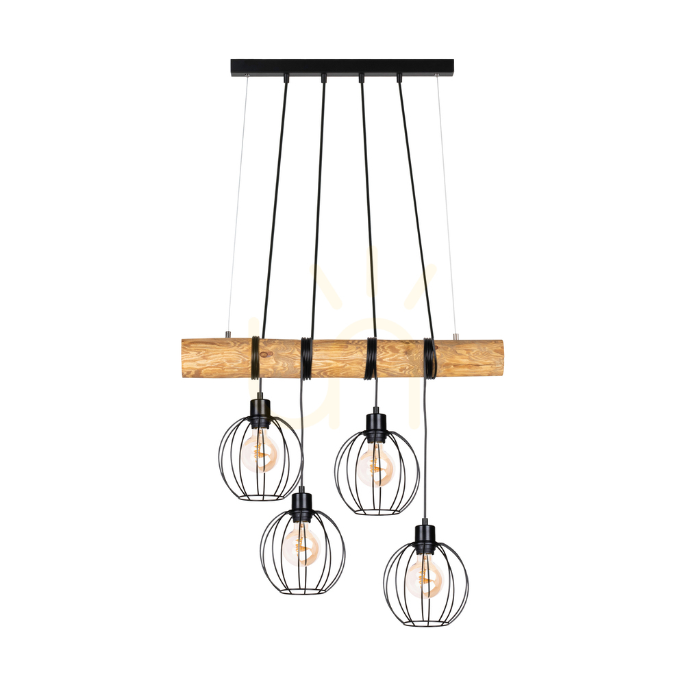 Skontrolujte Závesné svietidlo Lumo, hnedé/čierne, 4xE27, 90 cm Závesné svietidlo Lumo, hnedé/čierne, 4xE27, 90 cm