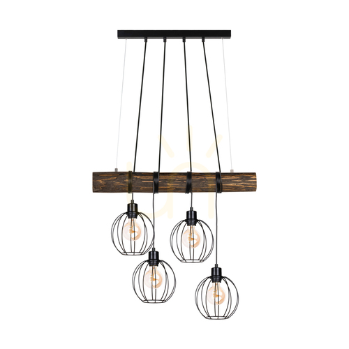 Skontrolujte Závesné svietidlo Lumo, orech/čierna, 4xE27, 90 cm