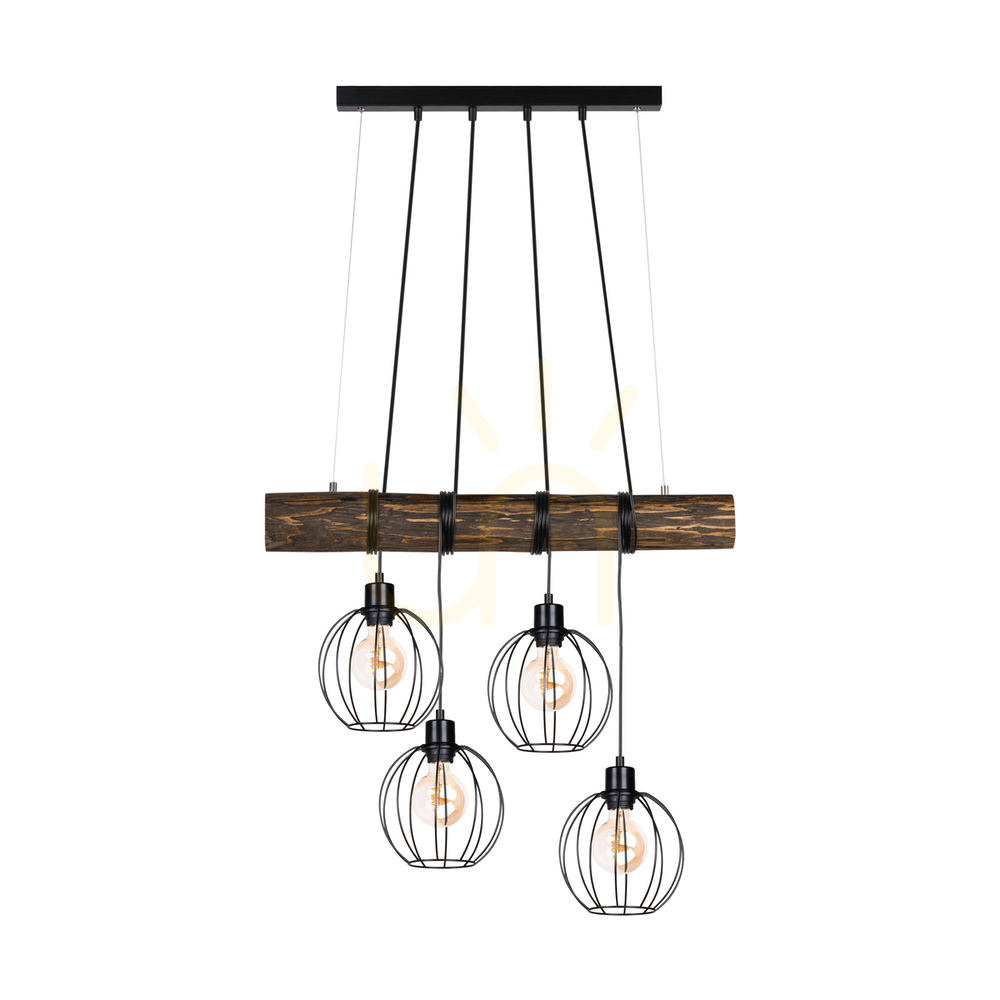 Skontrolujte Závesné svietidlo Lumo, orech/čierna, 4xE27, 90 cm Závesné svietidlo Lumo, orech/čierna, 4xE27, 90 cm