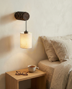 Nástenná lampa Treno, orech, béžový tienidlo, 1xE27, 27 cm small 1