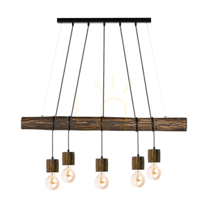 Závesné svietidlo Skog, orech/čierna, 5xE27, 115 cm 0 Závesné svietidlo Skog, orech/čierna, 5xE27, 115 cm small 0
