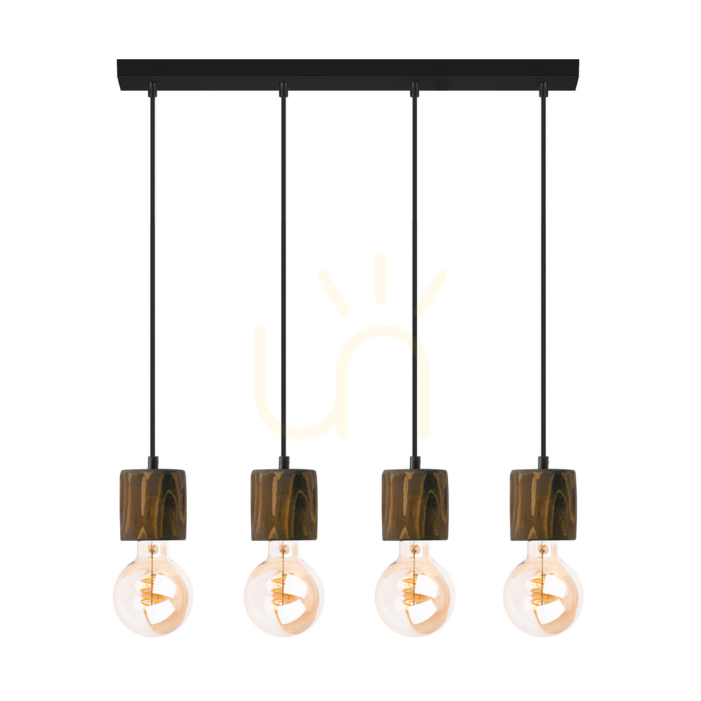 Skontrolujte Závesné svietidlo Skog, orech/čierna, 4xE27, 76 cm Závesné svietidlo Skog, orech/čierna, 4xE27, 76 cm