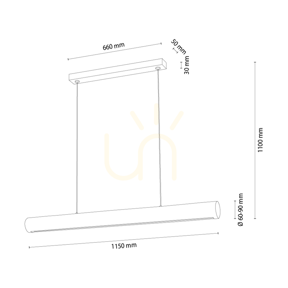 vyhliadka Závesné svietidlo Vudovi, orech/čierna, 1xLED 45 W, 115 cm Závesné svietidlo Vudovi, orech/čierna, 1xLED 45 W, 115 cm