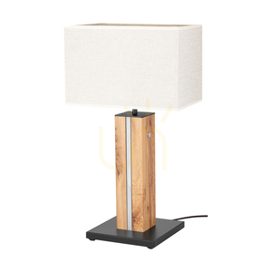 Stolná lampa Flamo, dub/čierna, béžové tienidlo, 1xE27 + 1xLED 4,6 W, 30 cm small 0