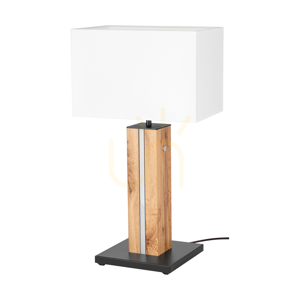 Skontrolujte Stolná lampa Flamo, dub/čierna, biele tienidlo, 1xE27 + 1xLED 4,6 W, 30 cm Stolná lampa Flamo, dub/čierna, biele tienidlo, 1xE27 + 1xLED 4,6 W, 30 cm