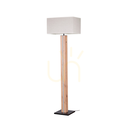 Skontrolujte Stojaca lampa Flamo, dub/čierna, béžové tienidlo, 1xE27 + 1xLED 16 W, 45 cm