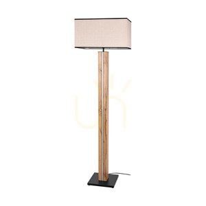 Stojaca lampa Flamo, dub/čierna, béžovo-čierne tienidlo, 1xE27 + 1xLED 16 W, 45 cm small 0