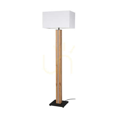 Skontrolujte Stojaca lampa Flamo, dub/čierna, biele tienidlo, 1xE27 + 1x16 W LED, 45 cm