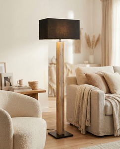 Stojaca lampa Flamo, dub/čierna, čierne tienidlo, 1xE27 + 1xLED 16 W, 45 cm small 1