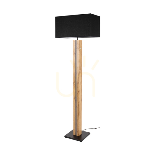 Skontrolujte Stojaca lampa Flamo, dub/čierna, čierne tienidlo, 1xE27 + 1xLED 16 W, 45 cm