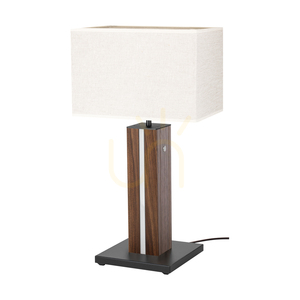 Stolná lampa Flamo, orech/čierna, béžové tienidlo, 1xE27 + 1xLED 4,6 W, 30 cm small 0
