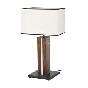 Stolná lampa Flamo, orech/čierna, béžovo-čierne tienidlo, 1xE27 + 1xLED 4,6 W, 30 cm small 0