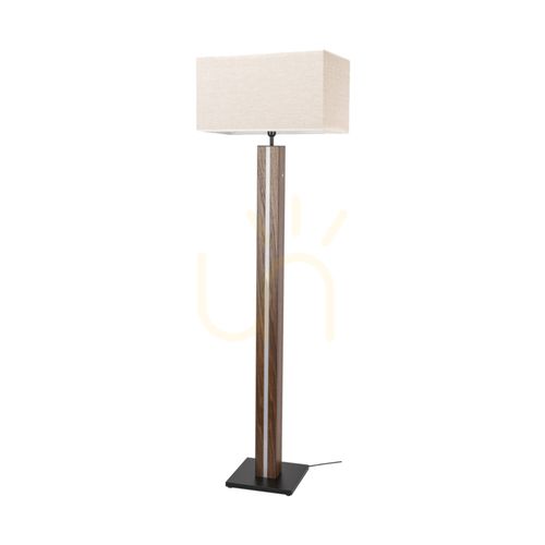 Skontrolujte Stojaca lampa Flamo, orech/čierna, béžové tienidlo, 1xE27 + 1xLED 16 W, 45 cm