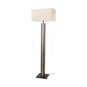 Stojaca lampa Flamo, orech/čierna, béžové tienidlo, 1xE27 + 1xLED 16 W, 45 cm small 0