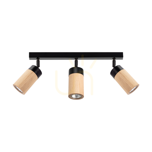 Skontrolujte Stropné svietidlo Artemis, olejovaný dub/čierna, 3xGU10, 6 W, 52 cm