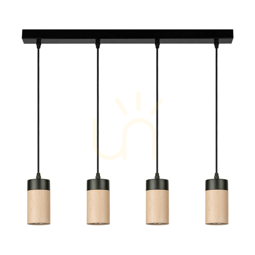 Skontrolujte Závesné svietidlo Artemis, olejovaný dub/čierna, 4xGU10, 6 W, 75 cm