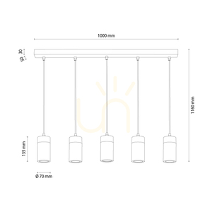 Závesné svietidlo Artemis, olejovaný dub/čierna, 5xGU10, 6 W, 100 cm small 2